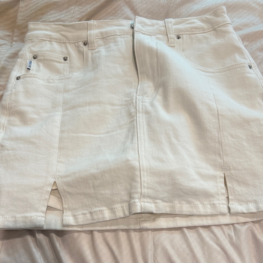 White Denim Mini Skort